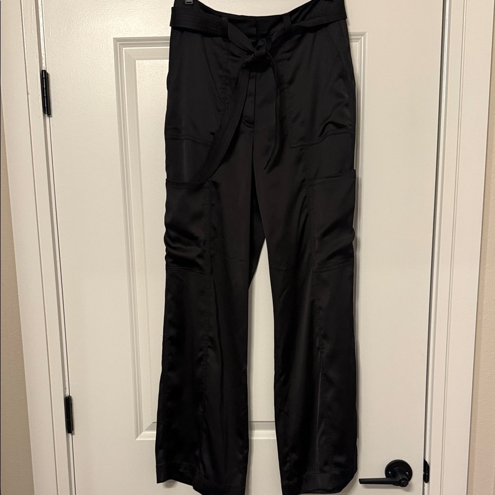 White House Black Market Black Satin Wide Leg Pants